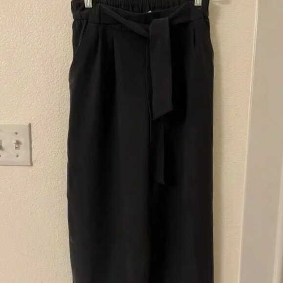 Lululemon Noir Wide Leg Crop Pants Size 6 Belted Waist Black Flowy Workwear S - Picture 7 of 11